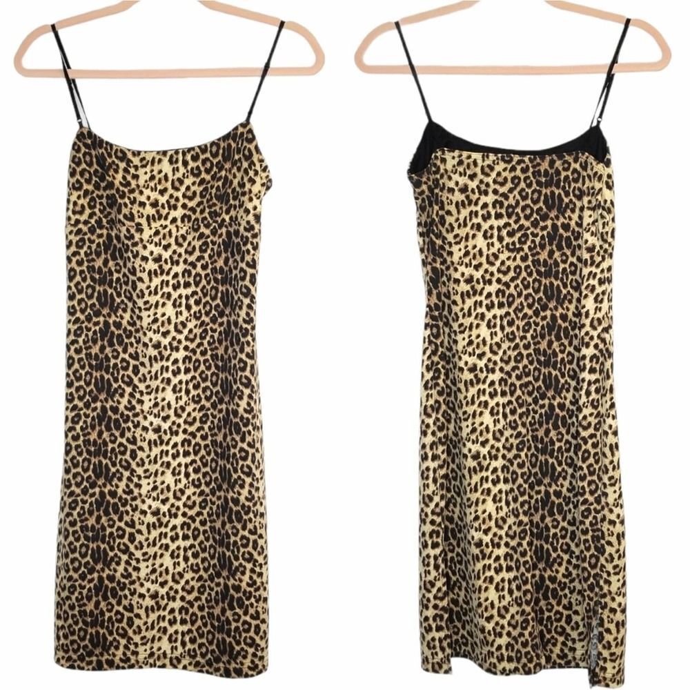 Vintage 90s Y2K City Triangles Leopard Print Slip Dress